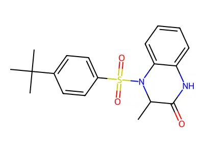 4-{[4-(tert-butyl)phenyl]sulfonyl}-3-methyl-3,4-dihydro-2(1H)-quinoxalinone structure