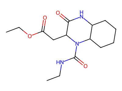 2-Quinoxalineacetic acid, 1-[(ethylamino)carbonyl]decahydro-3-oxo-, ethyl ester structure
