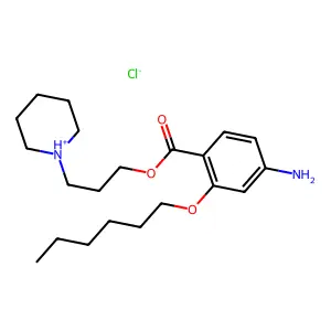 Benzoic acid, 4-amino-2-(hexyloxy)-, 3-piperidinopropyl ester, monohydrochloride structure