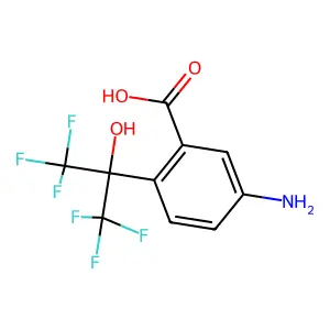 Benzoic acid, 5-amino-2-(2-hydroxy-1,1,1,3,3,3-hexafluoro-2-propyl)- structure