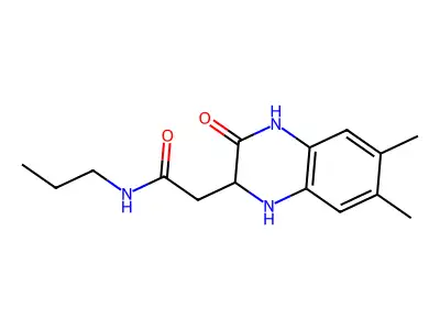 2-(6,7-dimethyl-3-oxo-1,2,3,4-tetrahydroquinoxalin-2-yl)-N-propylacetamide structure