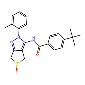 4-(tert-butyl)-N-(5-oxido-2-(o-tolyl)-4,6-dihydro-2H-thieno[3,4-c]pyrazol-3-yl)benzamide structure