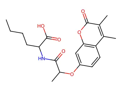 N-{2-[(3,4-dimethyl-2-oxo-2H-chromen-7-yl)oxy]propanoyl}norleucine structure