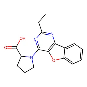 1-(2-Ethylbenzofuro[3,2-d]pyrimidin-4-yl)pyrrolidine-2-carboxylic acid structure