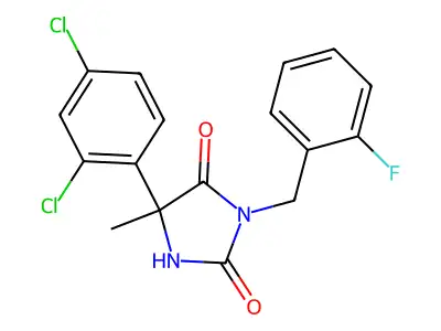 5-(2,4-Dichlorophenyl)-3-[(2-fluorophenyl)methyl]-5-methyl-2,4-imidazolidinedione structure