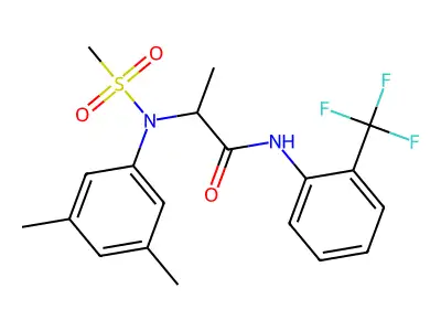 2-(3,5-dimethyl-N-methylsulfonylanilino)-N-[2-(trifluoromethyl)phenyl]propanamide structure