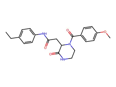 N-(4-ethylphenyl)-2-[1-(4-methoxybenzoyl)-3-oxopiperazin-2-yl]acetamide structure
