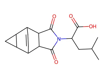 2-(1,3-dioxooctahydro-4,6-ethenocyclopropa[f]isoindol-2(1H)-yl)-4-methylpentanoic acid structure