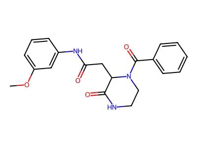 2-(1-benzoyl-3-oxopiperazin-2-yl)-N-(3-methoxyphenyl)acetamide structure