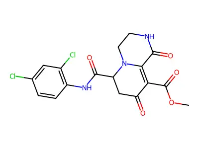 methyl 6-[(2,4-dichlorophenyl)carbamoyl]-1,8-dioxo-1,3,4,6,7,8-hexahydro-2H-pyrido[1,2-a]pyrazine-9-carboxylate structure