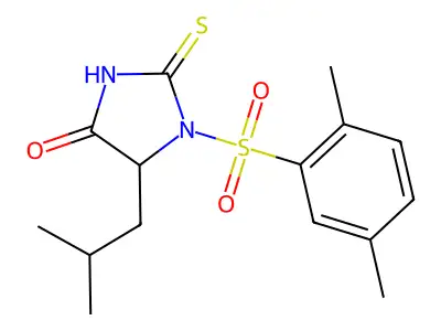 1-((2,5-Dimethylphenyl)sulfonyl)-5-isobutyl-2-thioxoimidazolidin-4-one structure