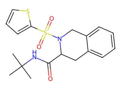 N-tert-butyl-2-thiophen-2-ylsulfonyl-3,4-dihydro-1H-isoquinoline-3-carboxamide structure