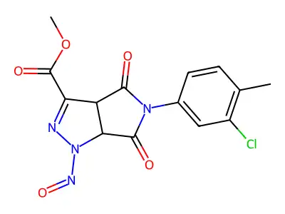 methyl 5-(3-chloro-4-methylphenyl)-1-nitroso-4,6-dioxo-1,3a,4,5,6,6a-hexahydropyrrolo[3,4-c]pyrazole-3-carboxylate structure