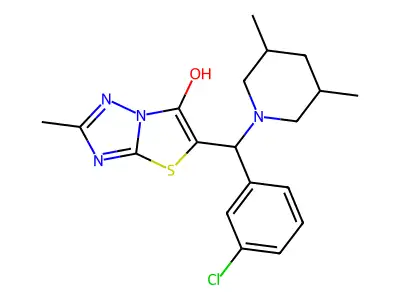5-((3-chlorophenyl)(3,5-dimethylpiperidin-1-yl)methyl)-2-methylthiazolo[3,2-b][1,2,4]triazol-6-ol structure