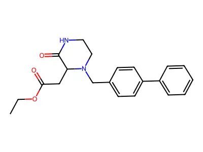 Ethyl [1-(biphenyl-4-ylmethyl)-3-oxopiperazin-2-yl]acetate structure