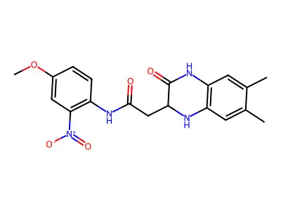 2-(6,7-dimethyl-3-oxo-1,2,3,4-tetrahydroquinoxalin-2-yl)-N-(4-methoxy-2-nitrophenyl)acetamide structure