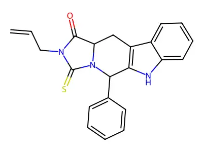 2-allyl-5-phenyl-3-thioxo-2,3,5,6,11,11a-hexahydro-1H-imidazo[1',5':1,6]pyrido[3,4-b]indol-1-one structure