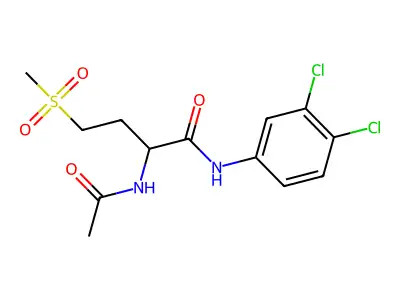 2-acetamido-N-(3,4-dichlorophenyl)-4-(methylsulfonyl)butanamide structure