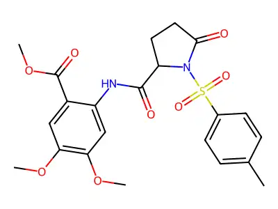 Methyl 4,5-dimethoxy-2-({1-[(4-methylphenyl)sulfonyl]-5-oxoprolyl}amino)benzoate structure