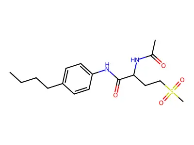 2-acetamido-N-(4-butylphenyl)-4-methylsulfonylbutanamide structure