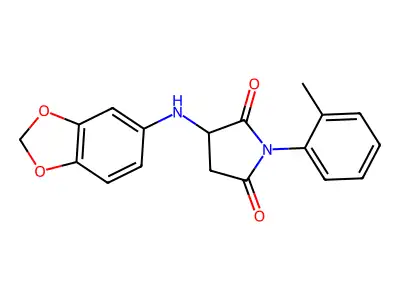 3-(1,3-Benzodioxol-5-ylamino)-1-(2-methylphenyl)-2,5-pyrrolidinedione structure