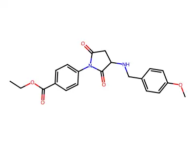 Ethyl 4-{3-[(4-methoxybenzyl)amino]-2,5-dioxopyrrolidin-1-yl}benzoate structure