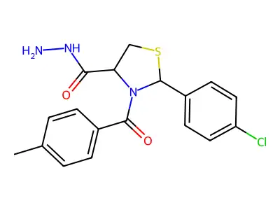 2-(4-Chlorophenyl)-3-(4-methylbenzoyl)-1,3-thiazolane-4-carbohydrazide structure