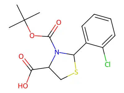 3-[(Tert-butoxy)carbonyl]-2-(2-chlorophenyl)-1,3-thiazolidine-4-carboxylic acid structure