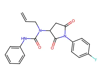 1-[1-(4-Fluorophenyl)-2,5-dioxopyrrolidin-3-yl]-3-phenyl-1-prop-2-enylurea structure