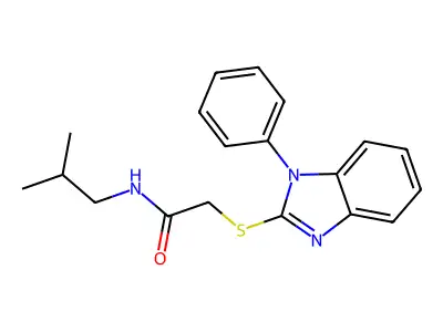N-(2-methylpropyl)-2-(1-phenylbenzimidazol-2-yl)sulfanylacetamide structure