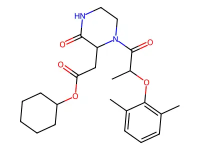 Cyclohexyl {1-[2-(2,6-dimethylphenoxy)propanoyl]-3-oxopiperazin-2-yl}acetate structure