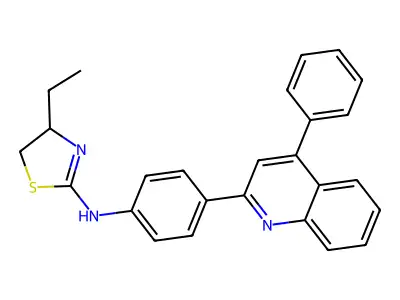 4-Ethyl-N-(4-(4-phenylquinolin-2-yl)phenyl)-4,5-dihydrothiazol-2-amine structure