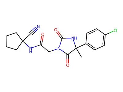 2-[4-(4-chlorophenyl)-4-methyl-2,5-dioxoimidazolidin-1-yl]-N-(1-cyanocyclopentyl)acetamide structure