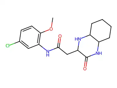 N-(5-chloro-2-methoxyphenyl)-2-(3-oxodecahydroquinoxalin-2-yl)acetamide structure