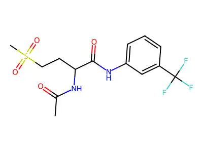 2-acetamido-4-(methylsulfonyl)-N-(3-(trifluoromethyl)phenyl)butanamide structure