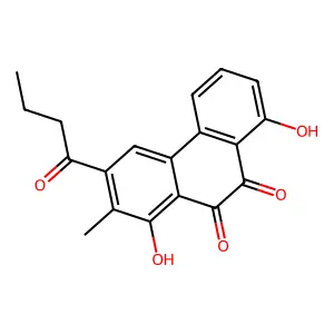3-Butanoyl-1,8-dihydroxy-2-methylphenanthrene-9,10-dione structure