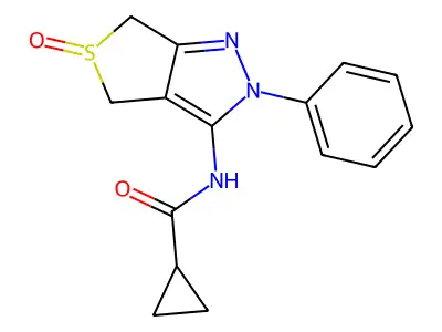 N-(5-oxo-2-phenyl-4,6-dihydrothieno[3,4-c]pyrazol-3-yl)cyclopropanecarboxamide structure