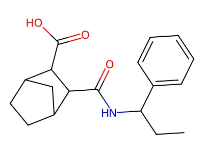 3-[(1-Phenylpropyl)carbamoyl]bicyclo[2.2.1]heptane-2-carboxylic acid structure