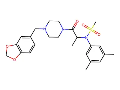 N-[1-[4-(1,3-benzodioxol-5-ylmethyl)piperazin-1-yl]-1-oxopropan-2-yl]-N-(3,5-dimethylphenyl)methanesulfonamide structure