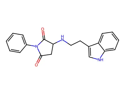 3-{[2-(1H-indol-3-yl)ethyl]amino}-1-phenylpyrrolidine-2,5-dione structure