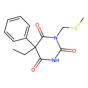 2,4,6(1H,3H,5H)-Pyrimidinetrione, 5-ethyl-1-((methylthio)methyl)-5-phenyl- structure
