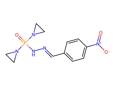 P,P-Bis(aziridin-1-yl)-N'-(4-nitrobenzylidene)phosphinic hydrazide structure