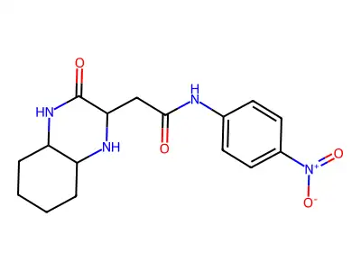 N-(4-nitrophenyl)-2-(3-oxodecahydroquinoxalin-2-yl)acetamide structure