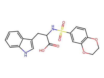 N-(2,3-dihydro-1,4-benzodioxin-6-ylsulfonyl)tryptophan structure