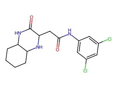 N-(3,5-dichlorophenyl)-2-(3-oxodecahydroquinoxalin-2-yl)acetamide structure