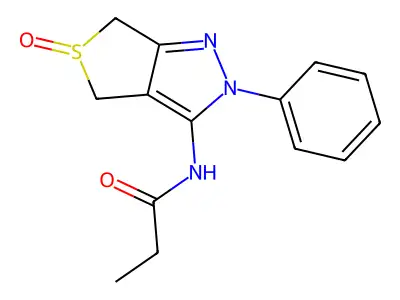 N-(5-oxo-2-phenyl-4,6-dihydrothieno[3,4-c]pyrazol-3-yl)propanamide structure