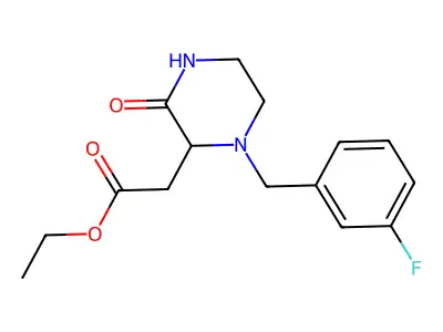 Ethyl [1-(3-fluorobenzyl)-3-oxopiperazin-2-yl]acetate structure