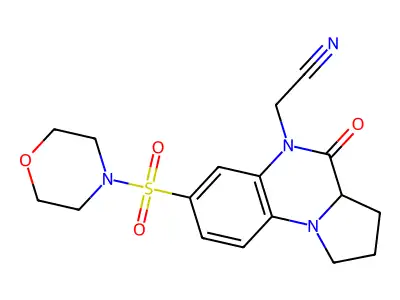 2-[7-(morpholinosulfonyl)-4-oxo-2,3,3a,4-tetrahydropyrrolo[1,2-a]quinoxalin-5(1H)-yl]acetonitrile structure