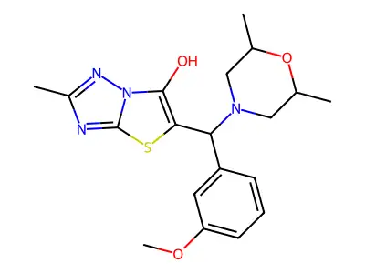 5-((2,6-dimethylmorpholino)(3-methoxyphenyl)methyl)-2-methylthiazolo[3,2-b][1,2,4]triazol-6-ol structure