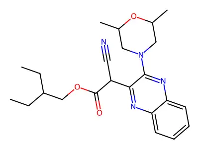2-Ethylbutyl 2-cyano-2-[3-(2,6-dimethylmorpholin-4-yl)quinoxalin-2-yl]acetate structure